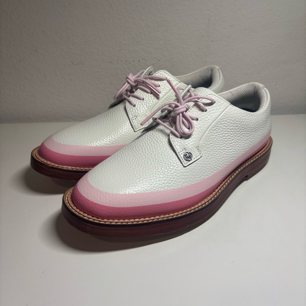 NEW G/FORE Gallivanter Tuxedo White Pink Golf Shoes Mens Size 8.5